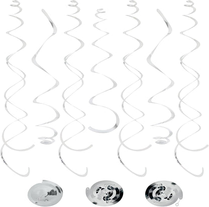 24 PCS Pink Hanging Swirl, Sparkle Ceiling Hanging Decorations, Plastic Streamer Party Decorations with Double-Swirls and Single-Swirls for Birthday Decorations, Easter, Graduation, Baby Shower