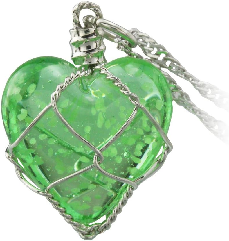 FM FM42 Glow in The Dark Blue/Green Heart Pendant Necklace, Glow Green Light