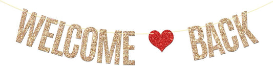 Dill-Dall Welcome Back Banner, Welcome Home Hanging Sign, Glittery Family Reunion Party Decorations Supplies