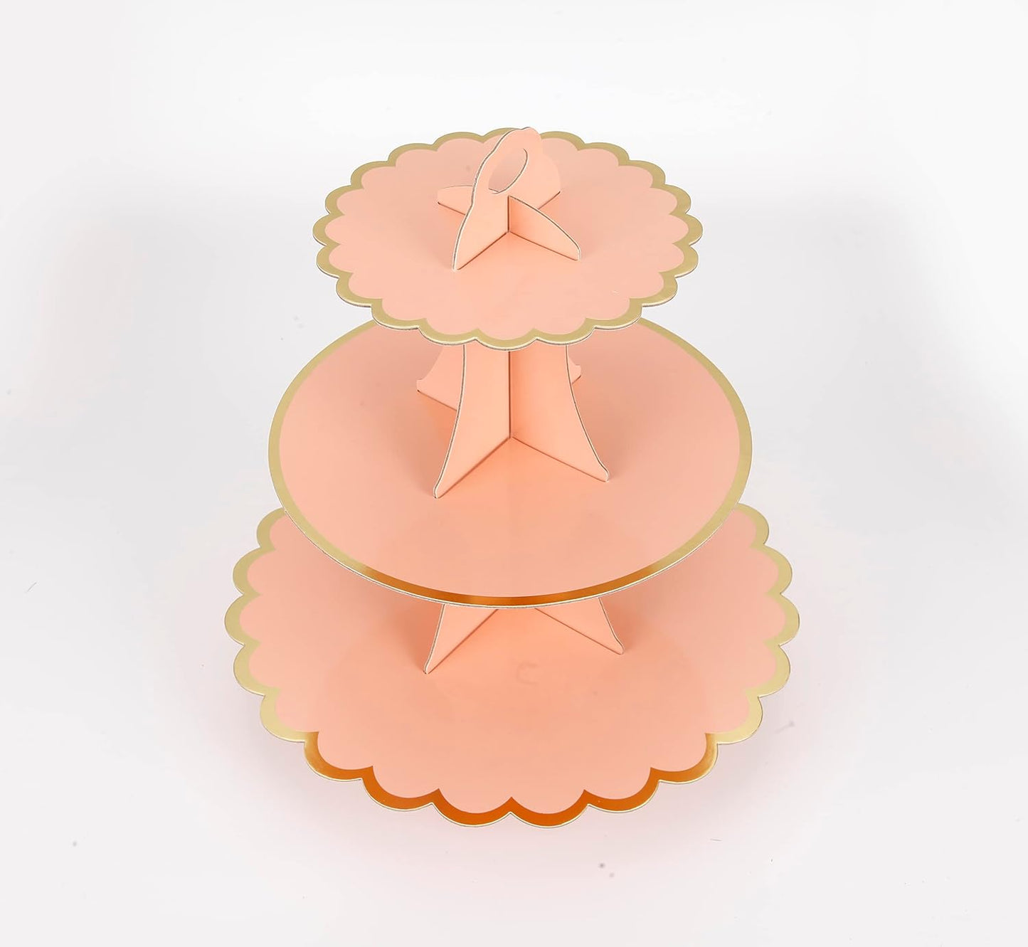 YLDW Cupcake Stand, 3-Tier Cupcake Stand Display, Cardboard Cup Cake Tower Stand, Disposable Dessert Stand for Birthday Tea Party Baby Shower Treat Decorations, Pink