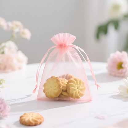 joycraft 50Pcs Organza Bags, 2x3 inch Gift Favor Bags, White Wedding Favor Bags, Jewelry Pouches with Drawstring, Mesh Bags Drawstring for Jewelry, Festival, Makeup, Candy, Desserts