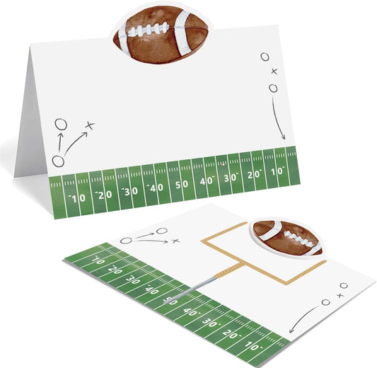 24 Pcs Football Buffet Food Labels, Sprots Themed Folded Place Cards and Tent Name Cards for Boy Birthday and Baby Shower Party Table Setting Decorations Supplies (Football)