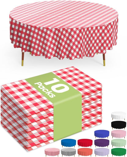Pureegg Plastic Table Cloth 10 Pack, 54 x 108 Inch Disposable Table Cloths for Party, Picnic and Wedding, Rectangle, White - Colors A