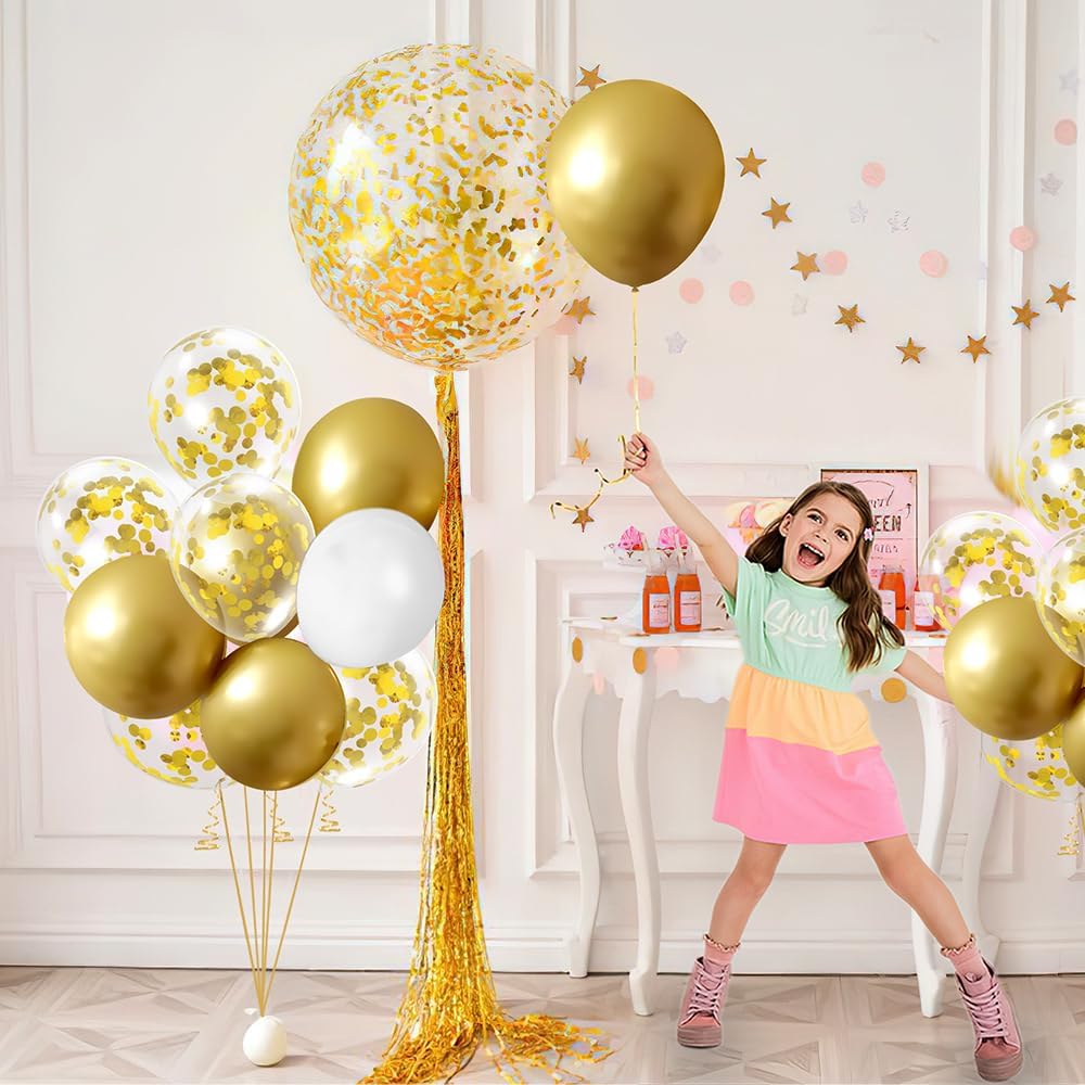 Gold Confetti Balloons, 50 Pcs 12 Inch, Glitter Gold Confetti Party Balloons, Party Decorations, Birthday Wedding Baby Shower Party Balloons Decorations