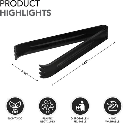 Party Essentials Disposable Heavy Duty Plastic Serving Utensils for Buffets Events Parties, 4-Sets of Spoons/Forks/Tongs, Black