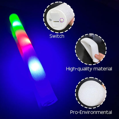 105 Pack LED Foam glow sticks, glow sticks for wedding with 3 Modes Colorful Flashing, Glow Stick Bulk Party Pack for Wedding, Raves, Concert,Camping, Sporting Events, Pool Party