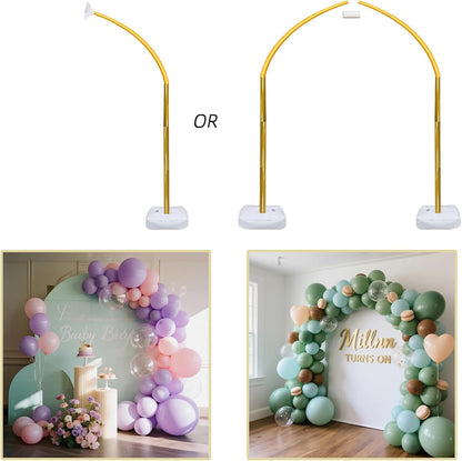 Balloon Arch Stand Kit 9ft &5.6ft,Heavy Duty Base With Water Filling Bag,White Bendable Half Arch Balloon Arch for Birthdays Holiday Decorations And Other Indoor And Outdoor Parties No Balloons