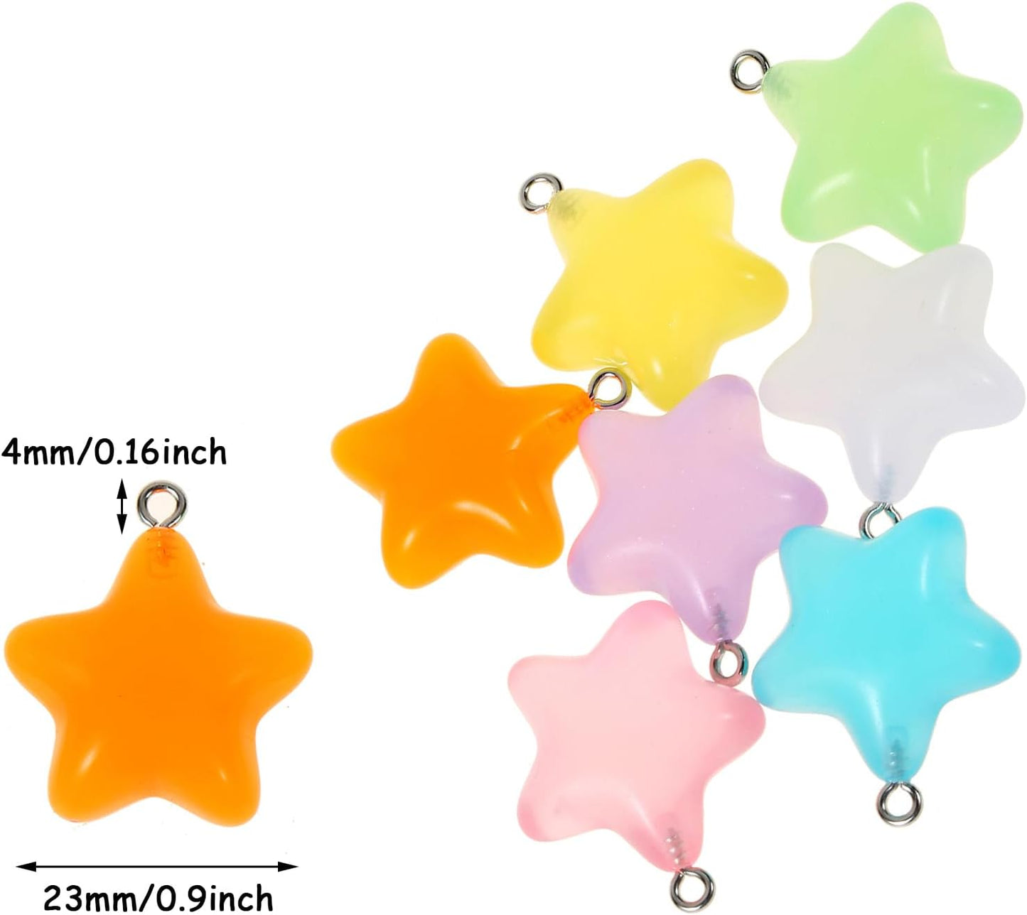 LUBINGSHINE 30pcs Glowing Solar Luminous Star Heart Moon Charms, Mixed Resin Glow in The Dark Star Pendant for DIY Jewelry Craft Making Party Decoration