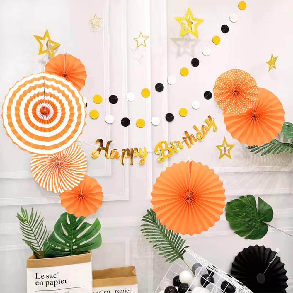 Hocansen 6PCS Paper Fan Garland Paper Fans Party Decorations 8/12/16in Hanging Papers Fans Set Round Papers Fans Pattern Garland for Birthday, Wedding (ZS/Pink)