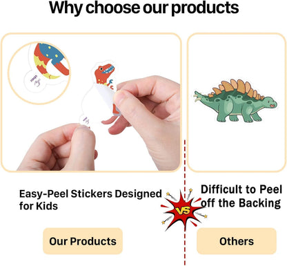 100PCS Dinosaur Stickers, Cute Waterproof Cartoon Stickers for Kids, Teaching Rewards, Dino Party Favourites, Stocking Stuffers for Kids Boys Girls Toddlers Teens