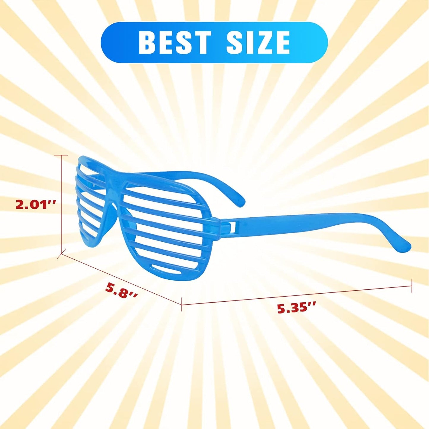 54 Pack Neon Party Shutter Shades Glasses,80's Party Slotted Plastic Sunglasses Eyewear Party Favors and Party Props for Kids Teens Adults