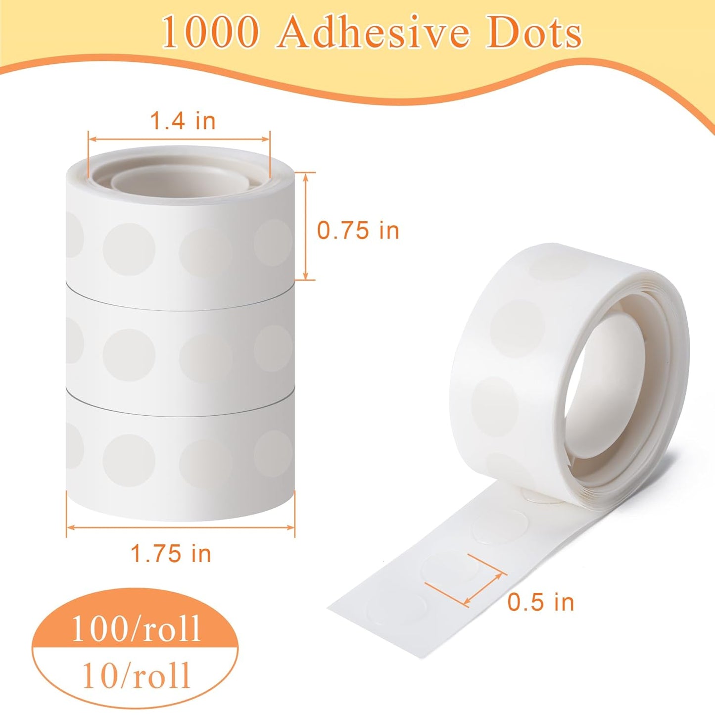 Hoewina 1000pcs Clear Glue Point Dots Glue Tape for Balloon Removable Adhesive Double Sided Dots Stickers for Craft Decoration Wedding