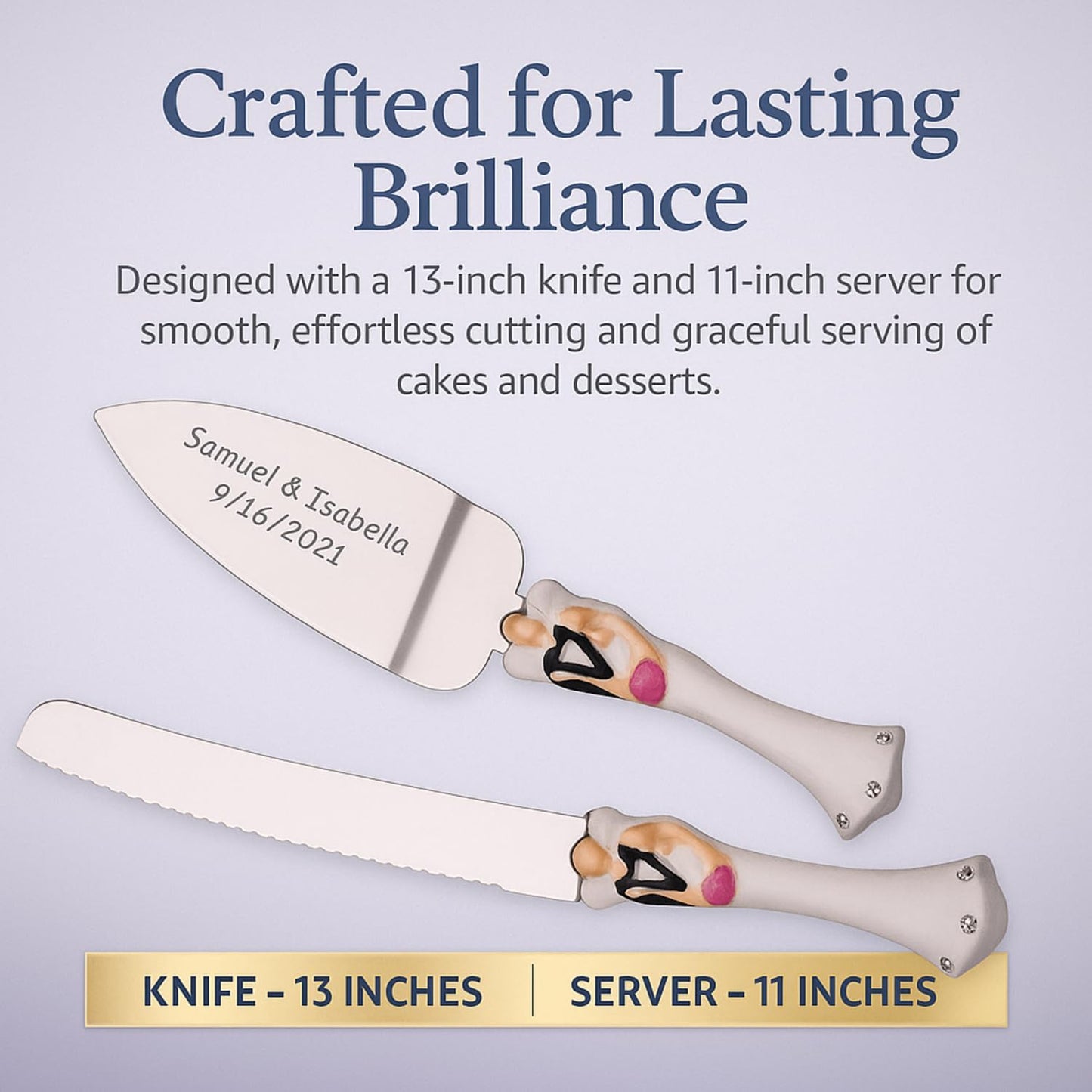 GIFTS INFINITY Personalized Wedding Cake Knife and Server Set with Engraving – Cake Cutting Utensil Set, Keepsake Gift for Wedding, Anniversary, Reception, Birthday & Other Occasions (CH-101WB)