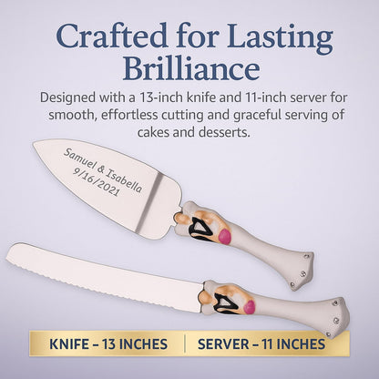 GIFTS INFINITY Personalized Wedding Cake Knife and Server Set with Engraving – Cake Cutting Utensil Set, Keepsake Gift for Wedding, Anniversary, Reception, Birthday & Other Occasions (CH-101WB)