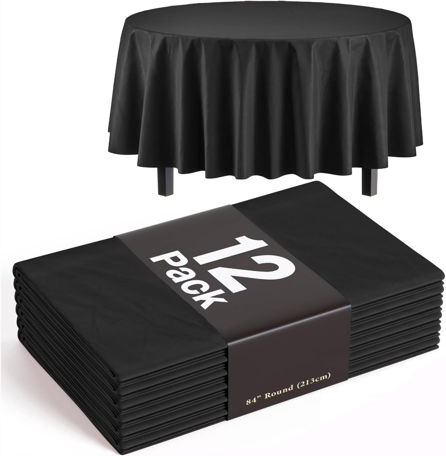 12-Pack Premium Plastic Tablecloth 54in. x 108in. Rectangle Table Cover - Dark Blue - Colors A