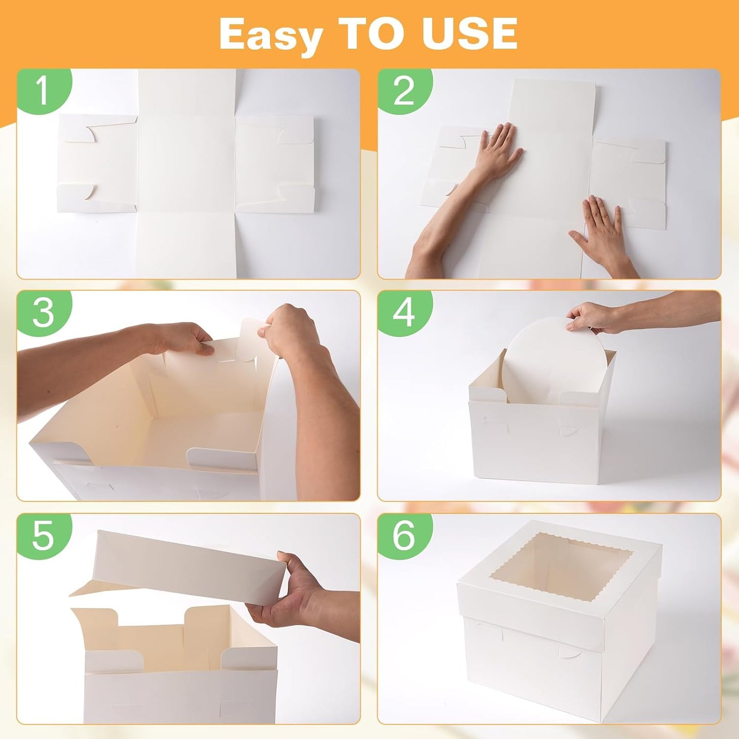 15Pcs 12x12x8 Inch Tall Cake Boxes with Clear Window & Cake Boards - Sturdy White Bakery Boxes with Scalloped Edge for Layer, Wedding, Birthday Cakes - Secure Transport for Professional & Home Bakers