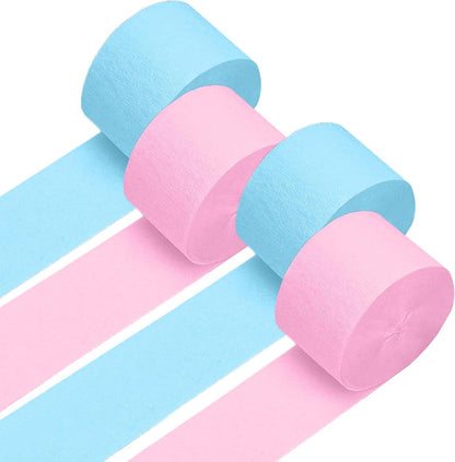 4 Crepe Paper Streamers Rolls, 328ft Pack of Red and White Crepe Paper for Birthday Baby Shower Wedding Christmas Valentines Day Party Decorations (1.8 inch x 82 ft/Roll)