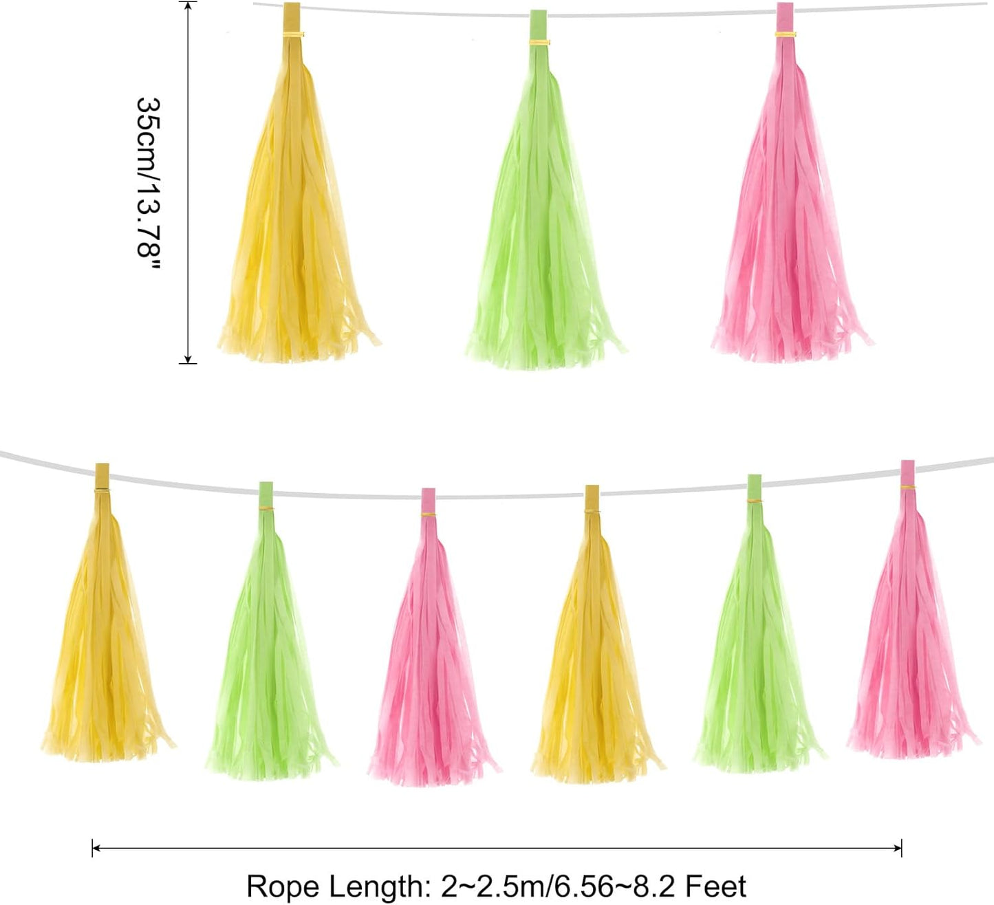 MECCANIXITY 15Pcs Light Blue Tassel Garland Banner with Rope Tissue Paper Tassels Party DIY Kits for Anniversary Wedding Birthday Party