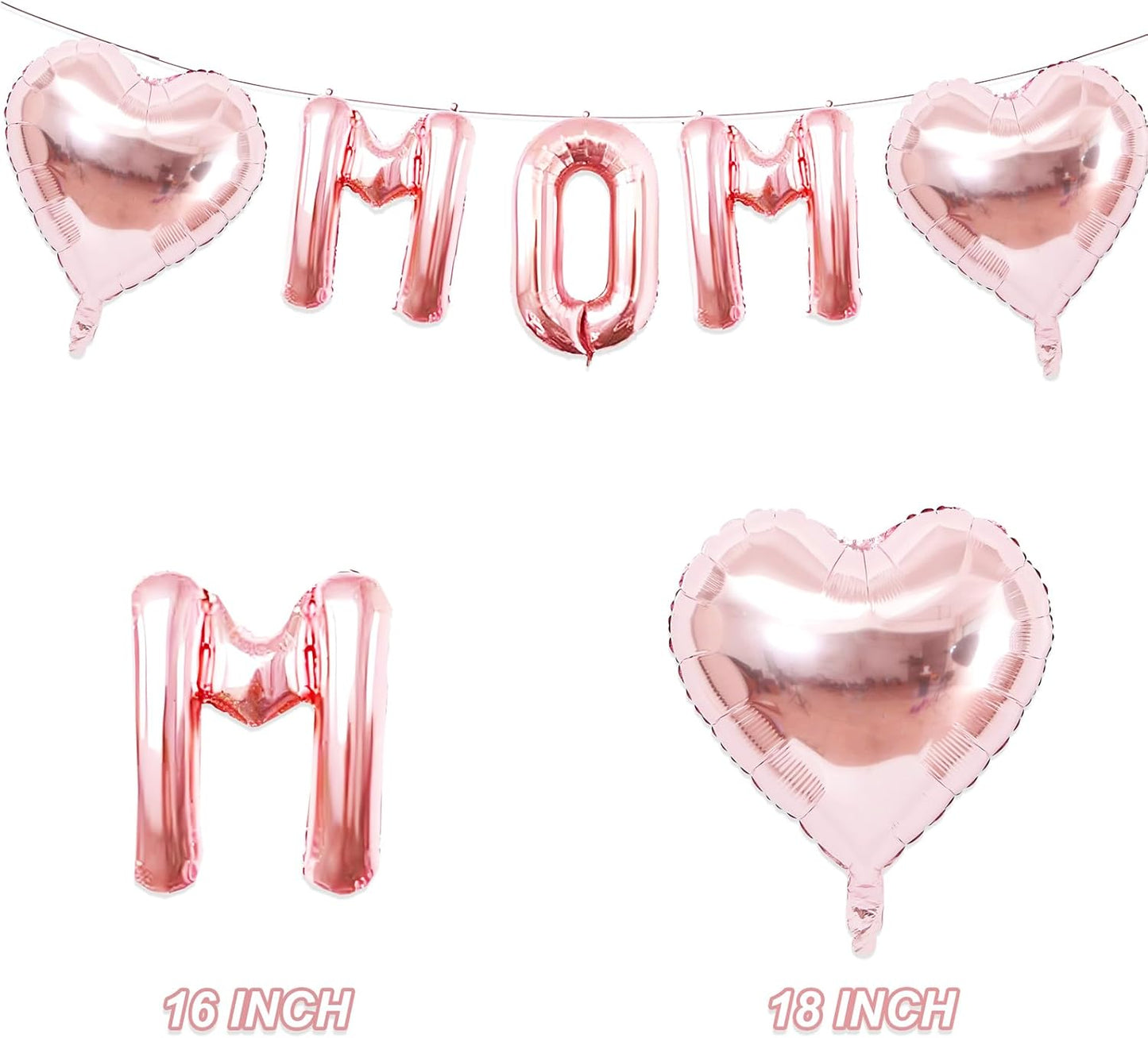 Rose Gold Best Mom Ever Balloons,16 Inch Mom Balloon Letters for Mother Birthday Mother's Day Decorations