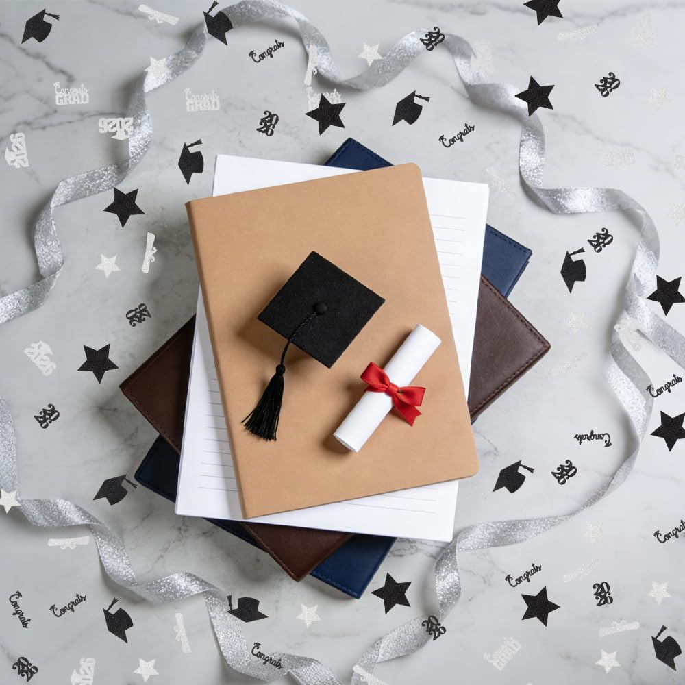 Black Gold Graduation Confetti Class of 2026 Black Graduation Cap, 200Pcs Glitter Stars Confetti Sprinkles, Table Congrats Grad Confetti for Graduation Party Table Decorations