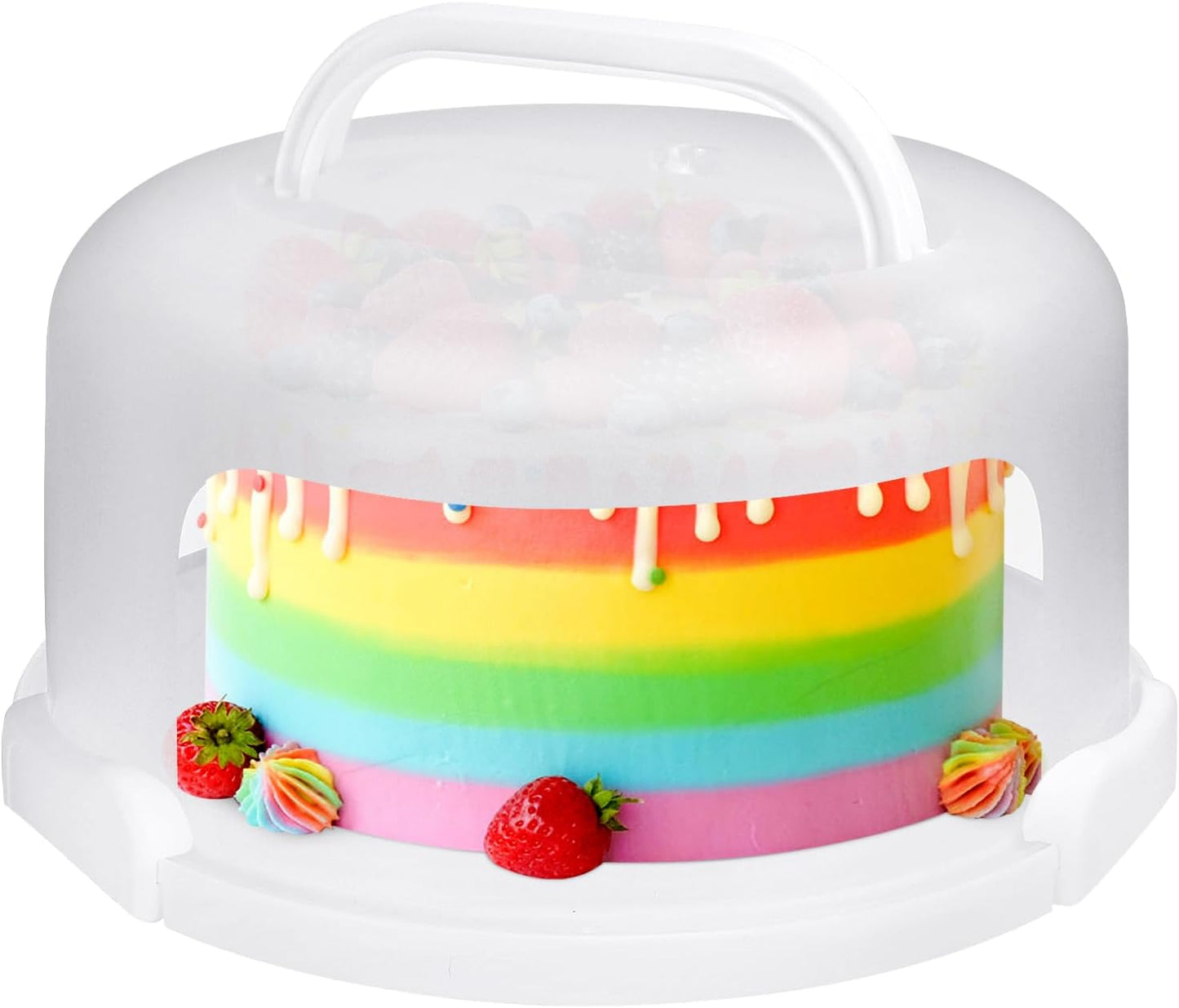 Cake Carrier with Lid and Handle, Fit 10’’ Cake Stand with Lid, Cake Transport Storage Container, Cake Containers Cover Stand with Lids, 3 Secure Side Closures (Pink)