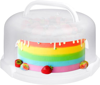 Cake Carrier with Lid and Handle, Fit 10’’ Cake Stand with Lid, Cake Transport Storage Container, Cake Containers Cover Stand with Lids, 3 Secure Side Closures (Pink)