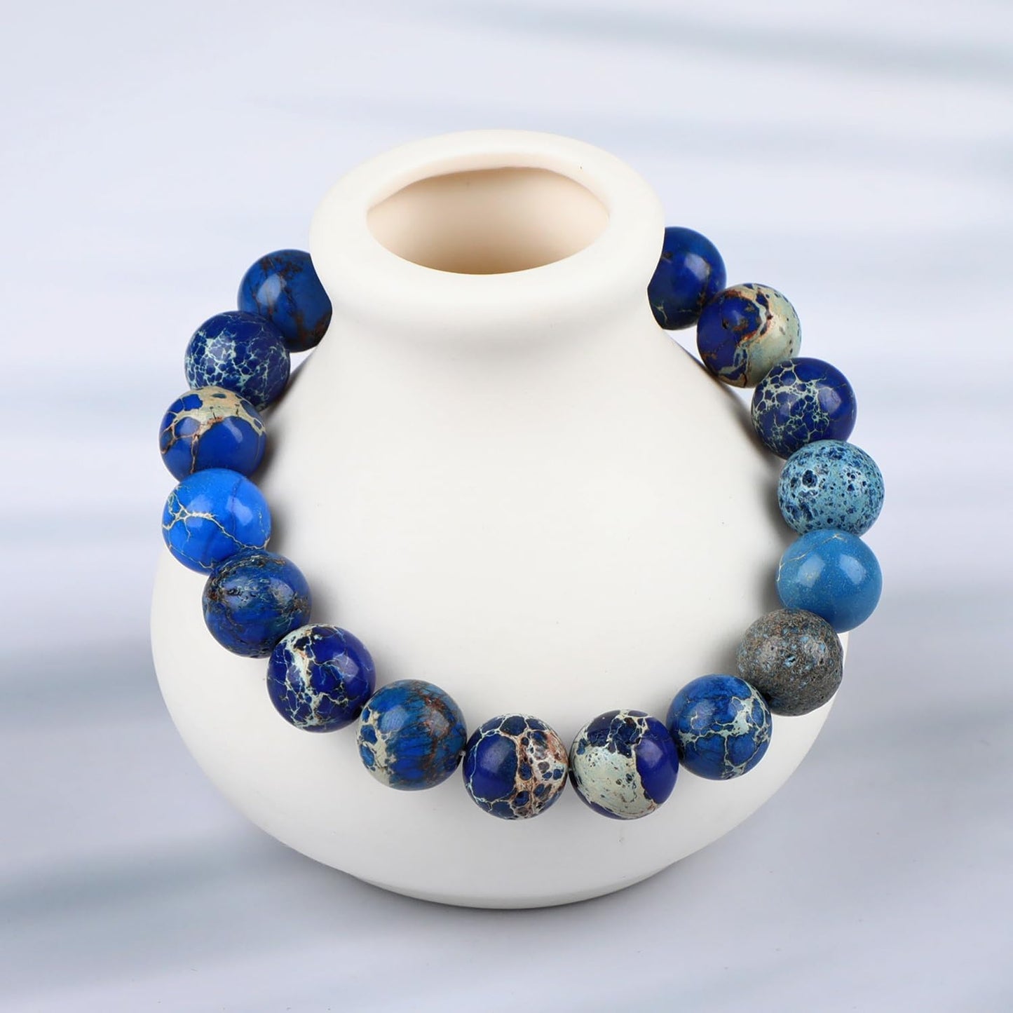 LPBeads Handmade Natural Gemstone Stretch Elastic Bracelet Healing Crystal Round Stone Beads Jewelry Gifts for Women Men