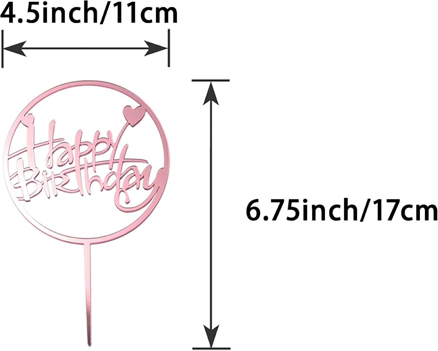 6-Pack Gold Cake Topper Set, Double-Sided Glitter, Acrylic Happy Birthday Cupcake Toppers, Birthday Decorations for Children or Adults.