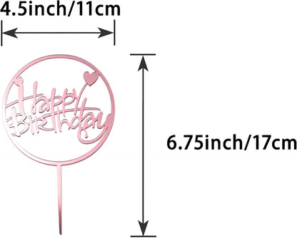 6-Pack Gold Cake Topper Set, Double-Sided Glitter, Acrylic Happy Birthday Cupcake Toppers, Birthday Decorations for Children or Adults.