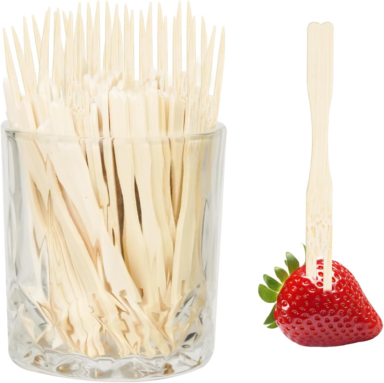 100PCS Cocktail Picks, Fancy Toothpicks for Appetizers, Decorative Skewers for Appetizers Drinks Party Fruit, 4.7 Inch Long Wooden Bamboo Gold Ball Food Sticks Charcuterie Boards Accessories