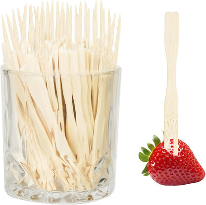 100PCS Cocktail Picks, Fancy Toothpicks for Appetizers, Decorative Skewers for Appetizers Drinks Party Fruit, 4.7 Inch Long Wooden Bamboo Gold Ball Food Sticks Charcuterie Boards Accessories