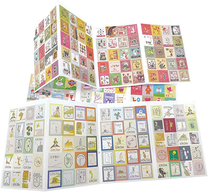 ALIMITOPIA Adhesive Sticker,12 Sheets(240pcs) Stamp Shape DIY Decorative Paper Paster Ornament Mark