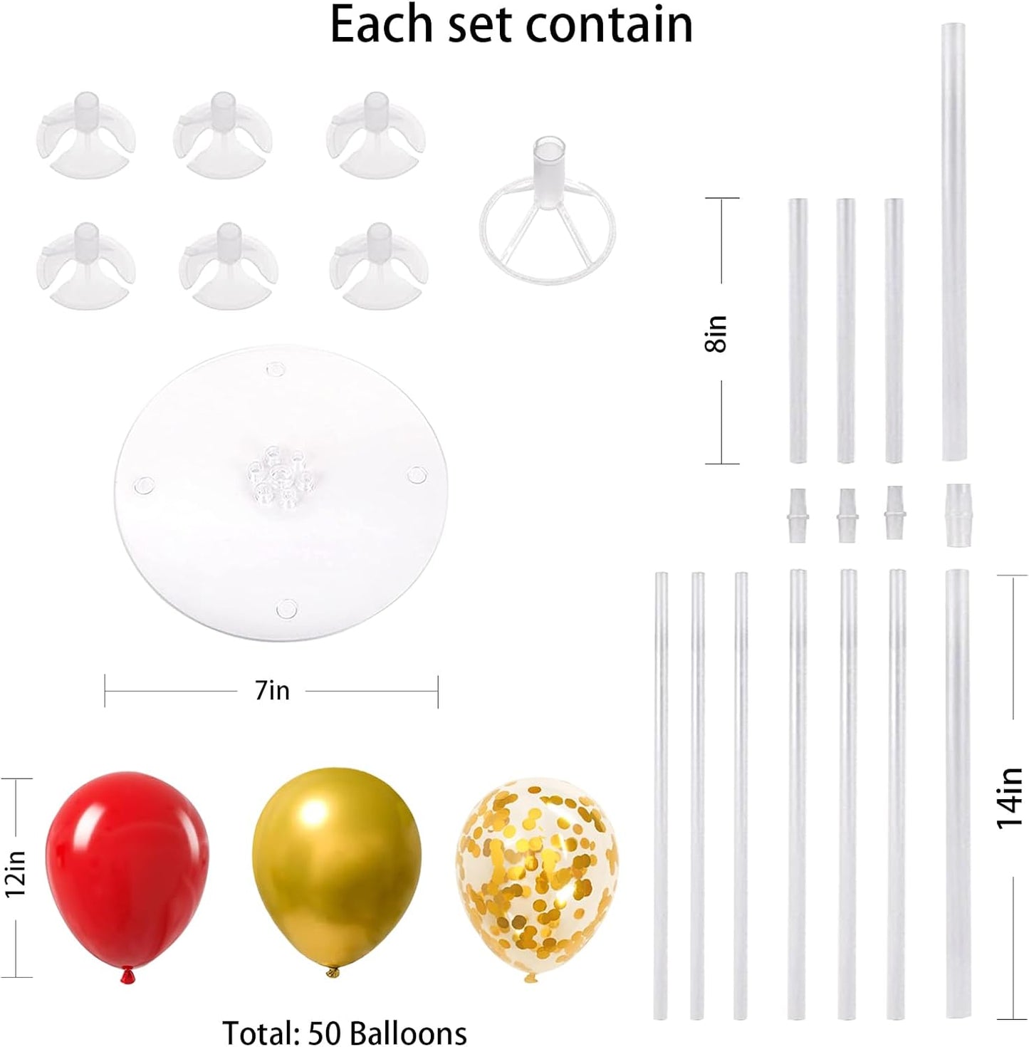 4 Set Balloon Stand Kit for Table Centerpieces With Balloon and Base Party Decorations for Birthday Wedding Retirement Graduation Baby Shower (Navy Silver)