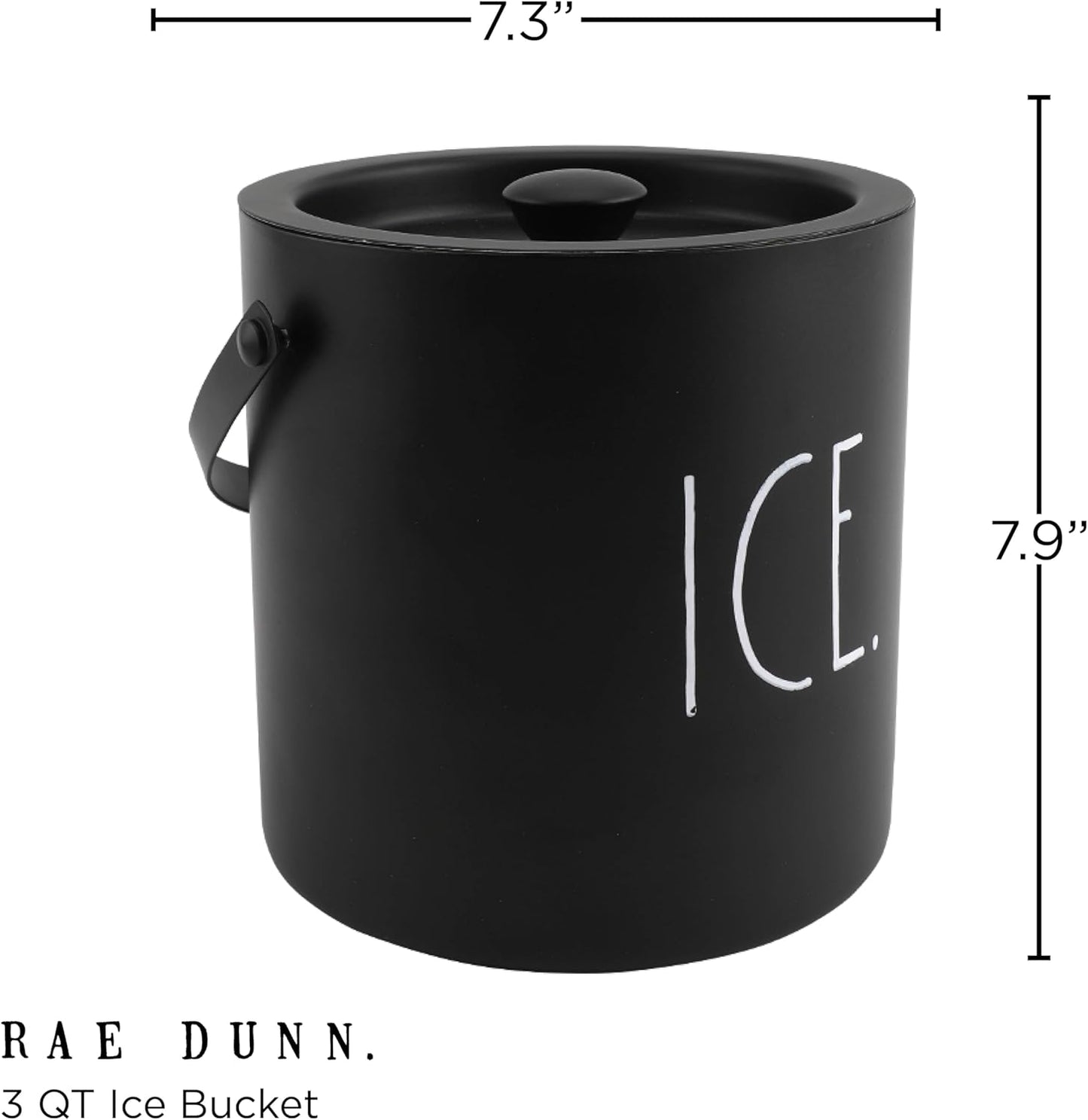Rae Dunn Ice Bucket with Scoop - Stainless Steel Bucket with Handle, Lid and Ice Scooper - 4 Qt. Storage Bin for Ice Cubes for Bars, Parties, Backyard Barbeques, Picnics, and Camping (Sage)