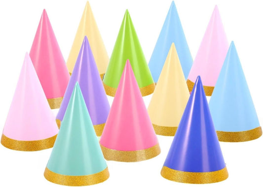 Pre-Assembled Pastel Party Hats for Kids, Birthday Party Hats for Adults