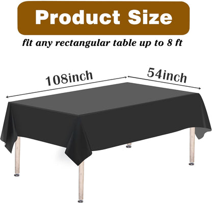 Kopokita 2PCS Black Plastic Tablecloths 54 x 108 Inch, Disposable Table Cloths Rectangle Party Table Covers