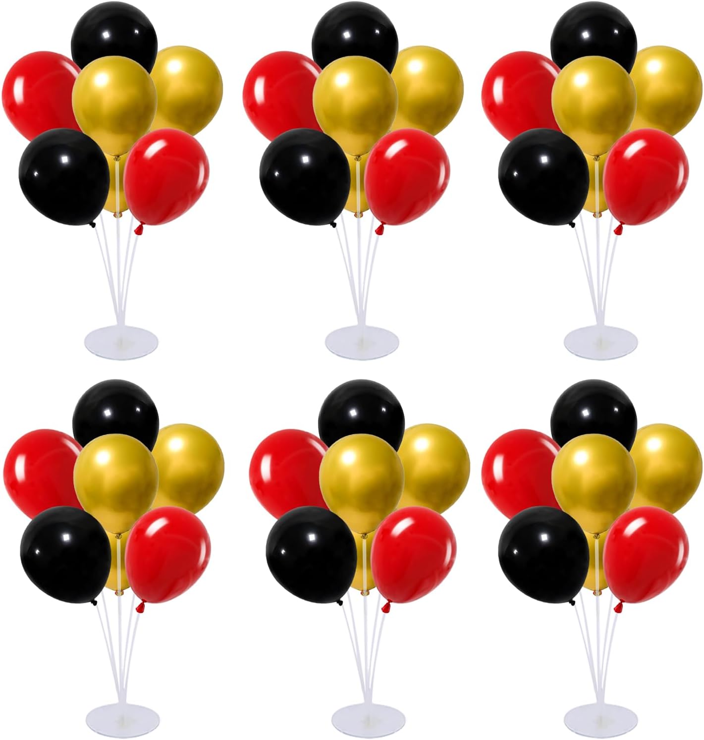 6 Set Balloon Stand Kit for Table Centerpieces With Balloon and Base Party Decorations for Birthday Wedding Retirement Graduation Baby Shower (Black Gold)