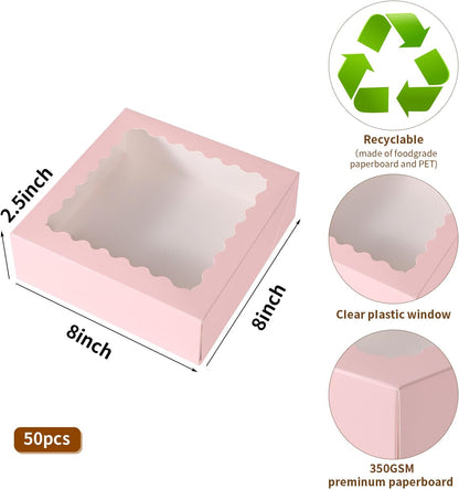 24 pcs12x12x3 Inch Bakery Boxes with Window, White 12 inch Cake Pastry large Pie Cookie Box for Dessert,strawberry,Chocolates Boxes
