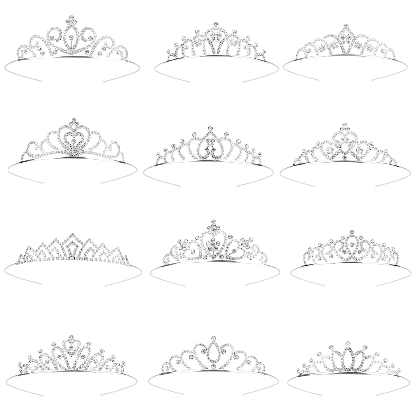 Tiaras for Women 12PCS Sparkly Rhinestone Princess Crown Headband Cute Small Tiara for Adult Women Crown Headbands Set for Birthday Party Costume Wedding Halloween
