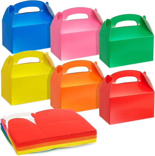 BLUE PANDA Party Favor Boxes - 6.2 x 3.5 x 3.6 In, 24-Pack, Rainbow Gable Style - Easy Assembly Candy & Treat Boxes for Small Gifts