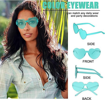 AEAHALY Heart Sunglasses for Women and Men Rimless Heart Shaped Sunglasses Bachelorette Bride Party Accessories