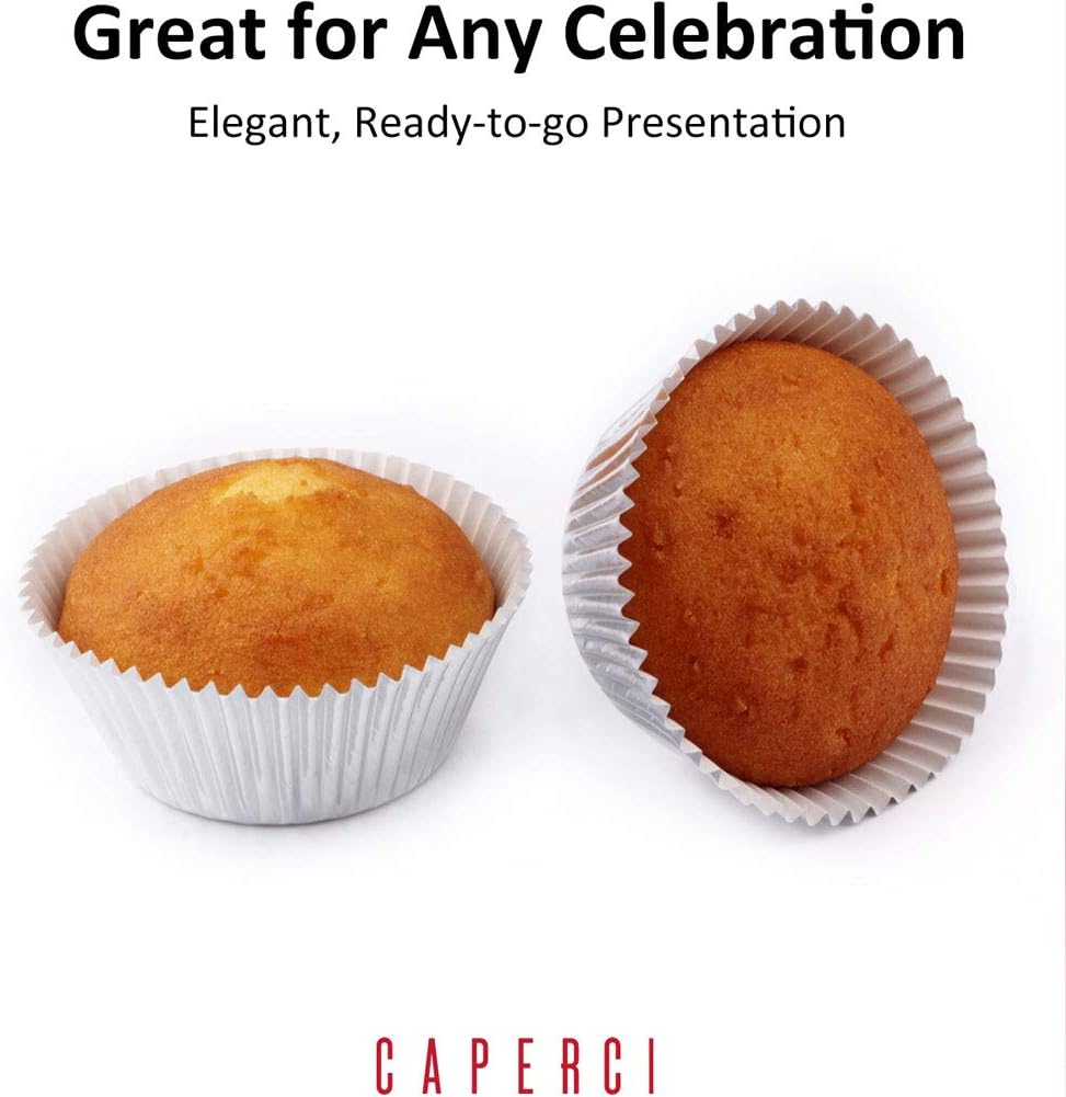 Caperci Standard Cupcake Liners Gold Foil Muffin Baking Cups 150-Pack - Premium Greaseproof & Sturdy Cupcake Papers