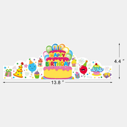 Pack of 36 Birthday Crowns for Kids - Colorful Paper Party Hats for Students Classroom School VBS Party Supplies