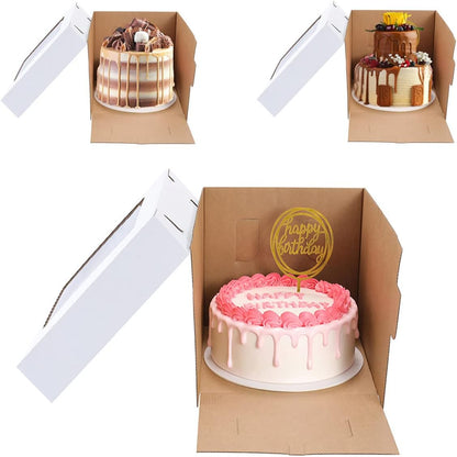 Tall Cake Boxes for Tier Cakes,10x10x12 Inch [3Pack ] Thick Sturdy Cake Box with Window, Layer Cake Carrier,Disposable Cake Containers