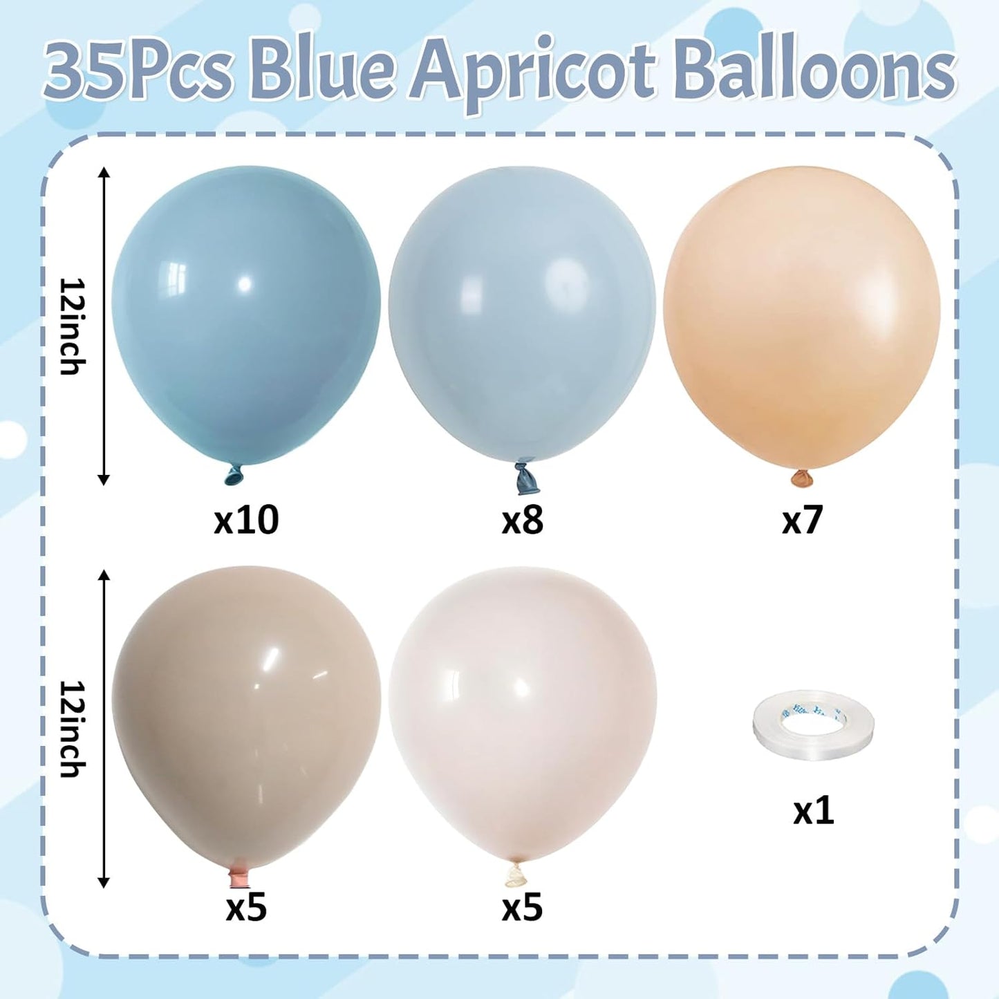Blue Silver Balloons Set, 12 Inch Blue and Silver Balloons Dark Navy and Confetti Party Latex Balloon, Macaron Metallic Baby Blue Mixed Balloon for Birthday Graduation Baby Shower Wedding Retirement