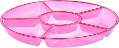 Plasticpro 6 Sectional Round Plastic Serving Tray/Platters Clear Pack of 2