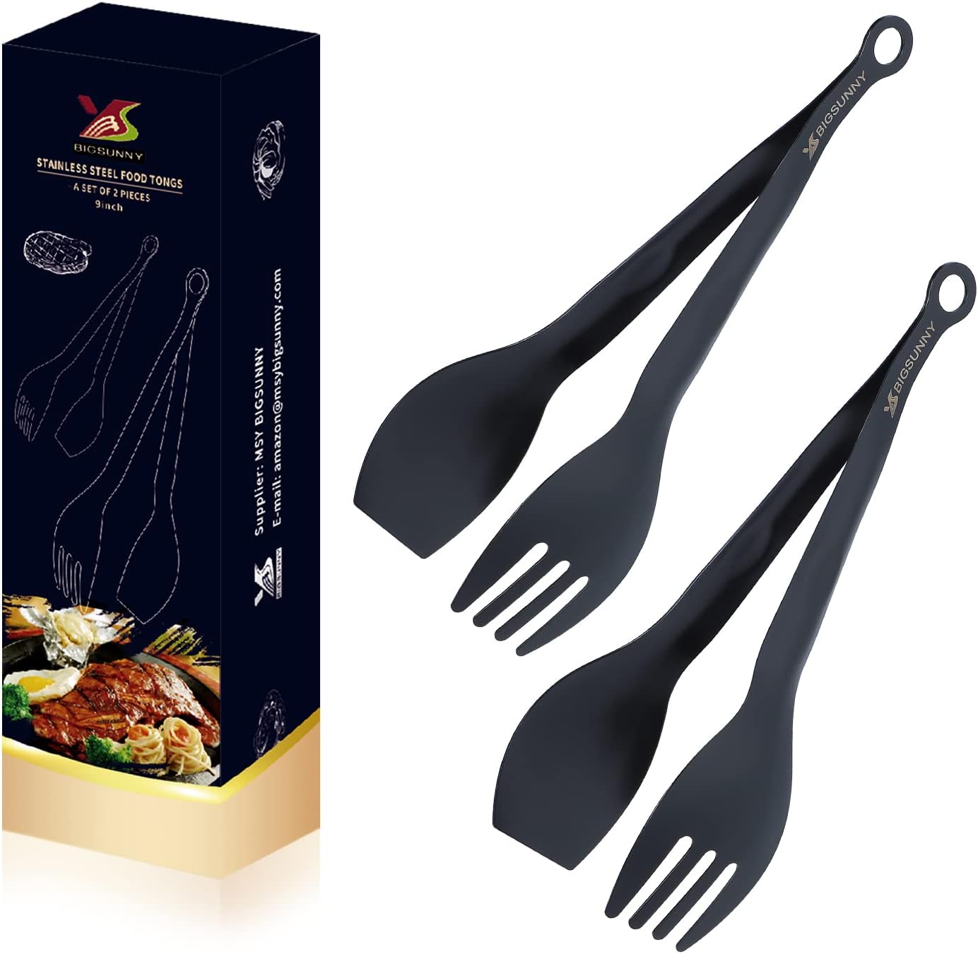 Mini Appetizer Tongs Stainless Steel Set of 4, MSY BIGSUNNY Small Serving Tongs, 6 Inch(15.2cm, Silver)