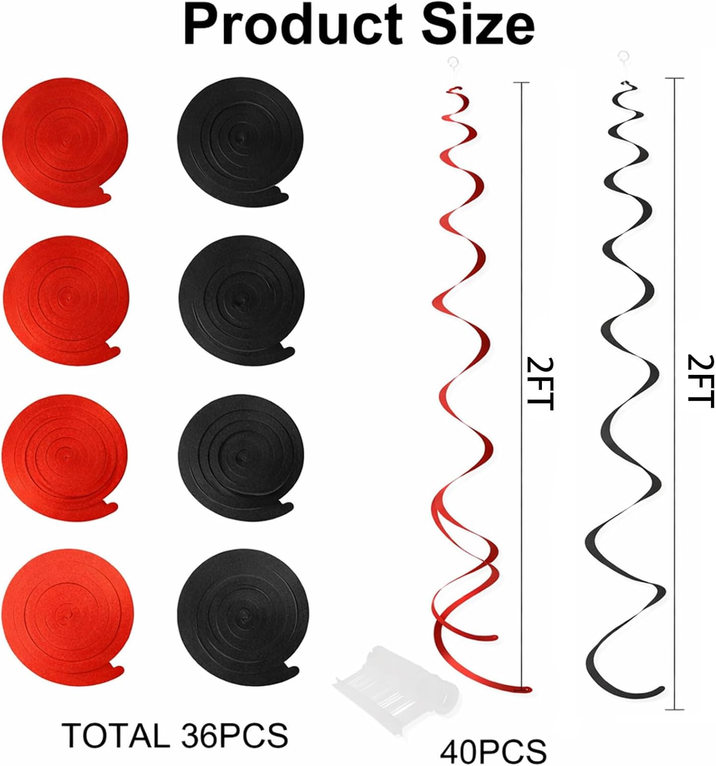 Easy Hang Spiral Ceiling Decorations - 12 Pack with Hooks, 74cm PVC Swirls for Instant Birthday, Wedding & Party Decor, Tool-Free Setup