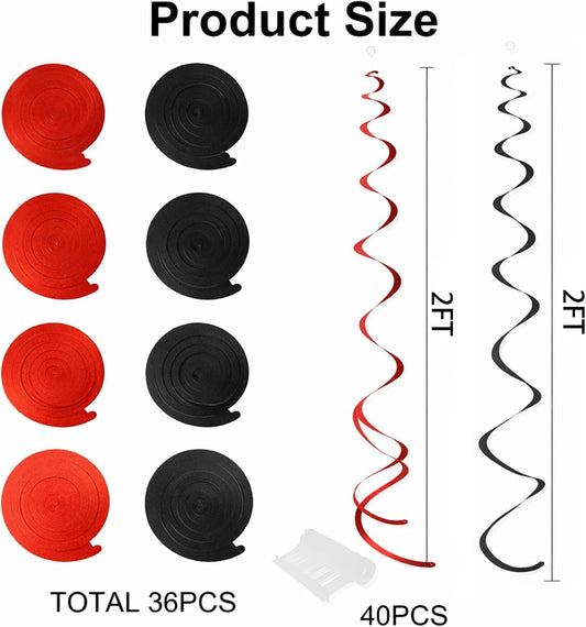 Easy Hang Spiral Ceiling Decorations - 12 Pack with Hooks, 74cm PVC Swirls for Instant Birthday, Wedding & Party Decor, Tool-Free Setup