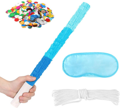 Rose Red Pinata Stick Kit with Blindfold, Rope and Confetti - Perfect for Kids Girls Birthday, Baby Shower, Carnivals Party Supplies